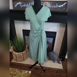 Max Studio Green Wrap Midi Dress with V-Neck